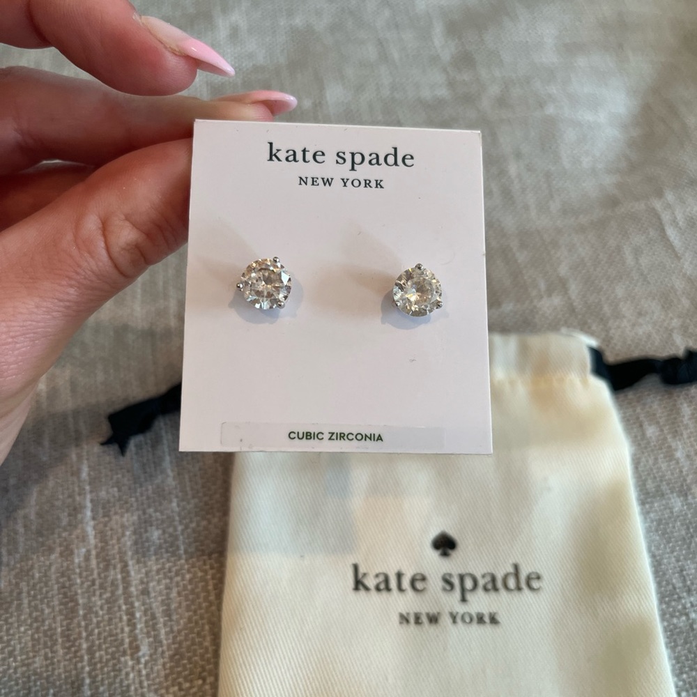 Kate Spade Diamond Earrings- silver backing